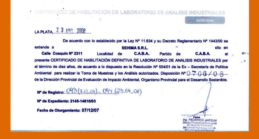 Certificado de laboratorio habilitado en OPDS